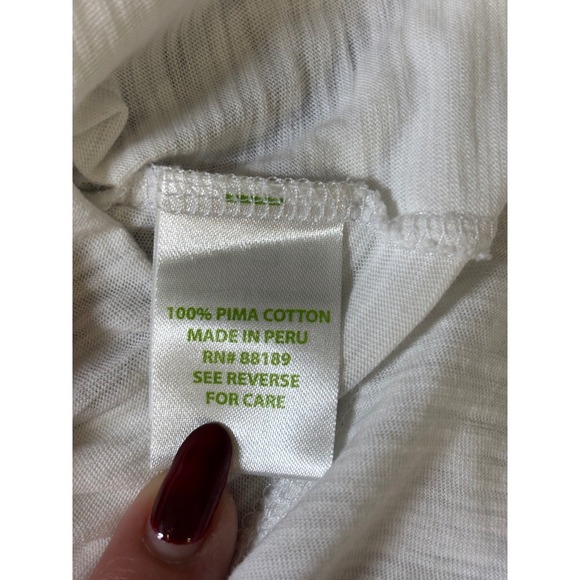 Lilly Pulitzer T Shirt Womens M White Pima Cotton Ruffle Hem V Neck Casual - Picture 10 of 12